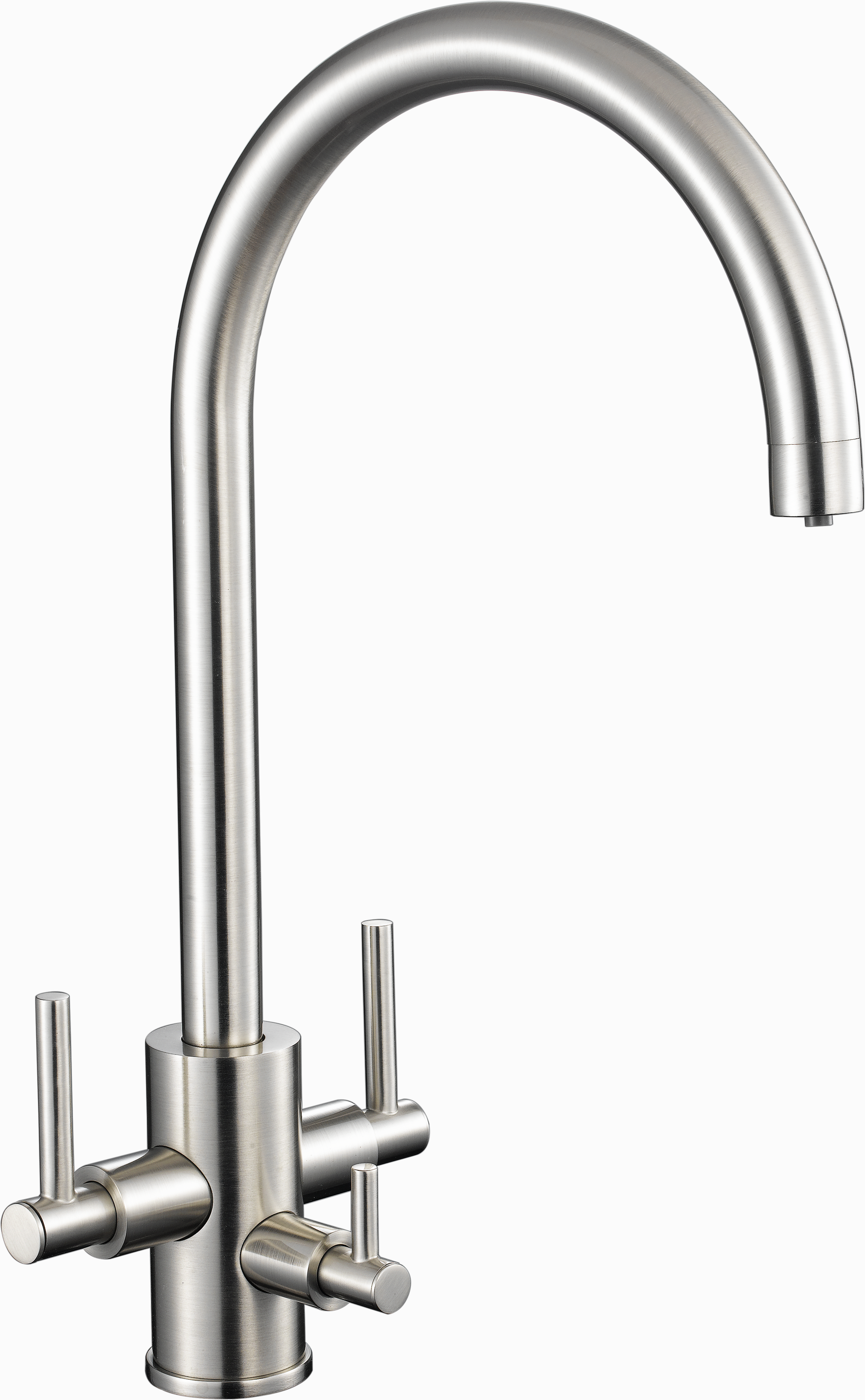 Brushed Steel Curvato Trio Water Filter Kitchen Taps